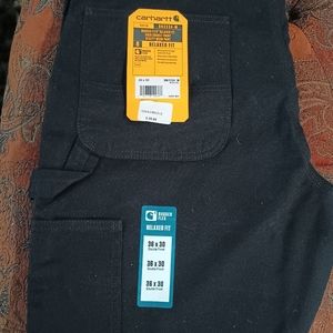 Carhartt Men's Rugged Flex Relaxed Fit Duck Double - Black 36×30 Pants